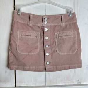 We The Free Dusty Pink Corduroy mini skirt with Button‎ Front & Pockets Size 25